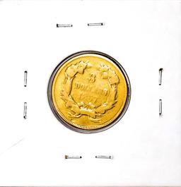 1857 $3 Indian Princess Head Gold Coin