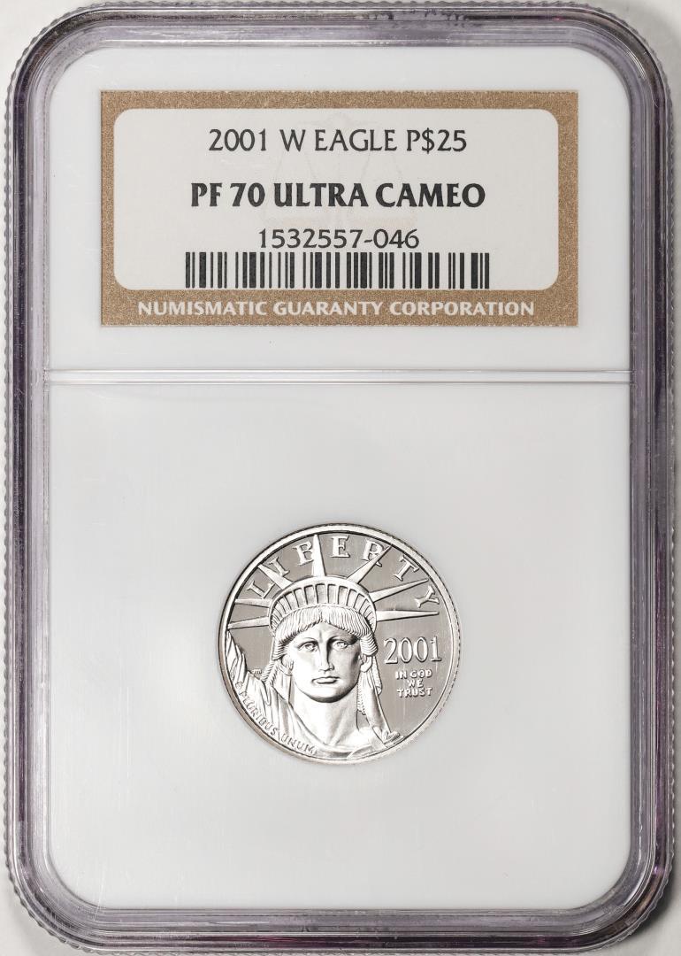 2001-W $25 Proof American Platinum Eagle Coin NGC PF70 Ultra Cameo