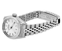 Rolex Ladies Stainless Steel Silver Linen Date Wristwatch With Rolex Box