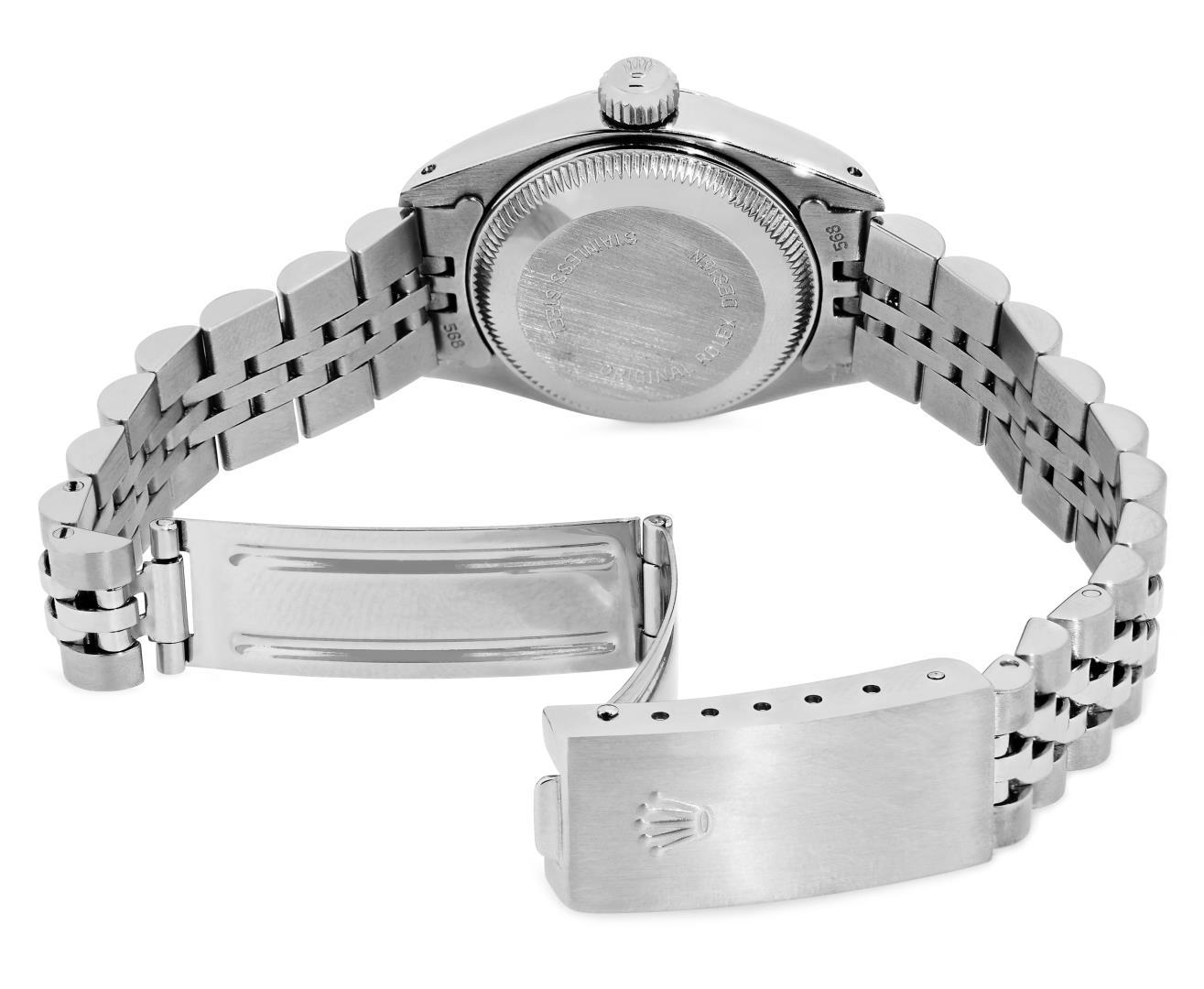 Rolex Ladies Stainless Steel Silver Linen Date Wristwatch With Rolex Box