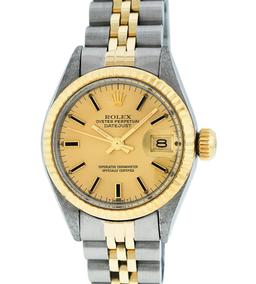 Rolex Ladies Two Tone Champagne Index Datejust Wristwatch