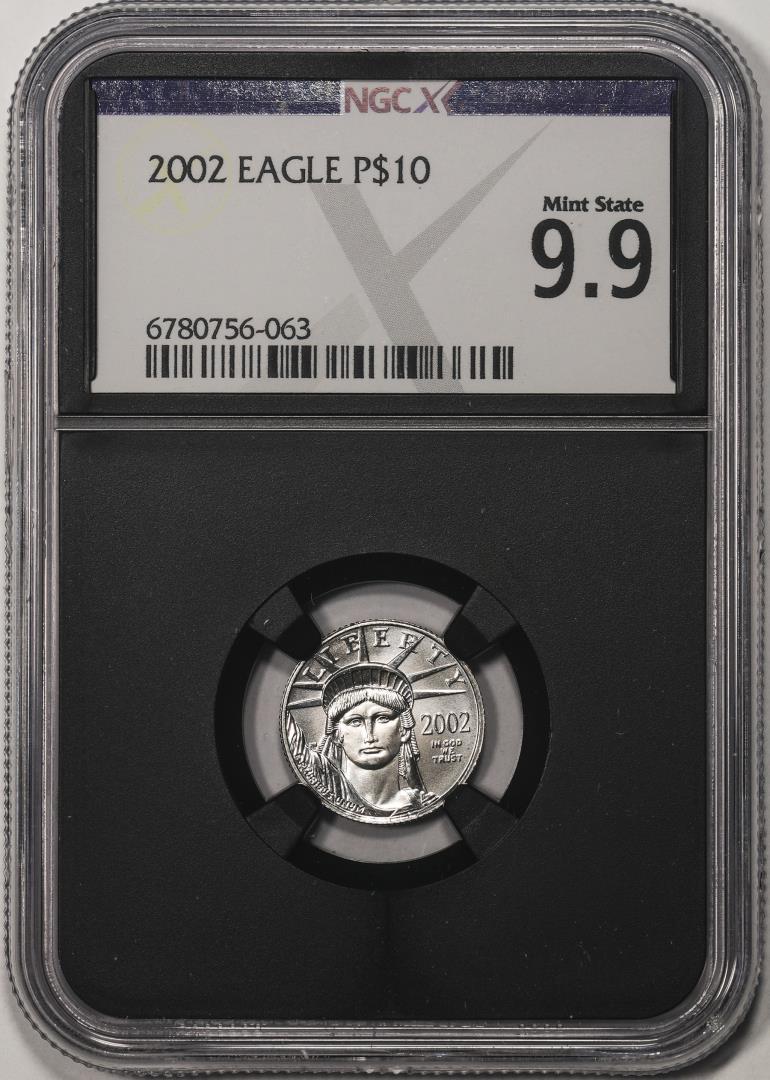 2002 $10 Platinum American Eagle Coin NGCX Mint State 9.9