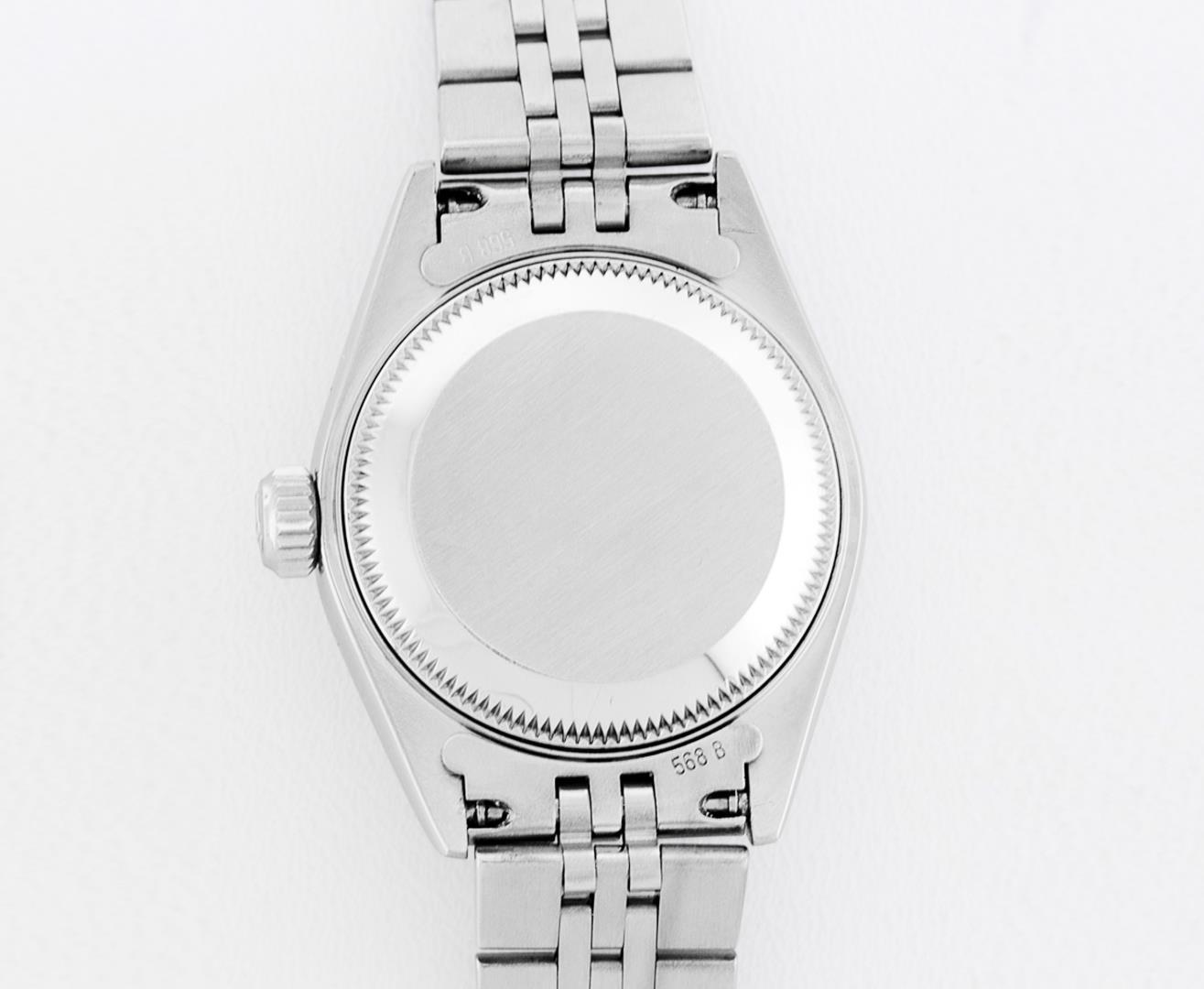 Rolex Ladies Stainless Steel White Arabic Datejust Wristwatch