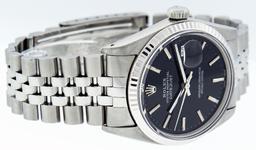 Rolex Mens Stainless Steel Black Index Datejust Wristwatch