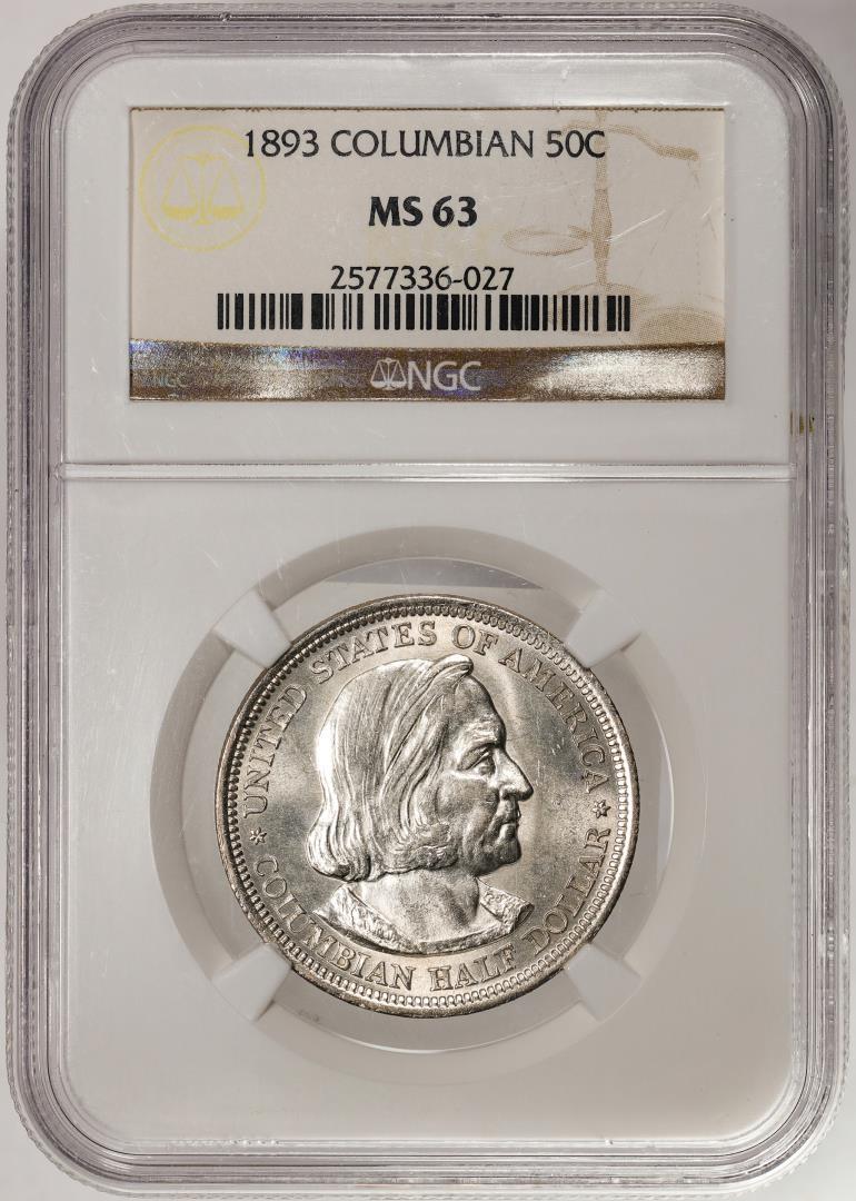 1893 Columbian Commemorative Half Dollar Coin NGC MS63