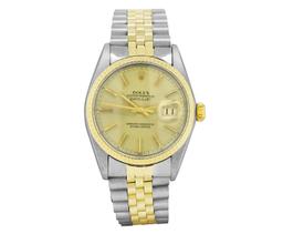 Rolex Mens Two Tone Champagne Index Datejust Wristwatch With Rolex Box