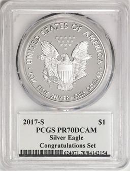 2017-S $1 Proof American Silver Eagle Coin PCGS PR70DCAM Congratulations Set Premier