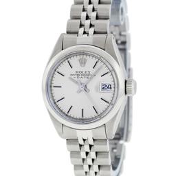 Rolex Ladies Stainless Steel Silver Index Date Wristwatch