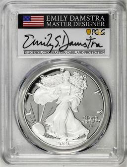 2021-S Type 2 $1 American Silver Eagle Coin PCGS PR70DCAM Emily Damstra Signature FS