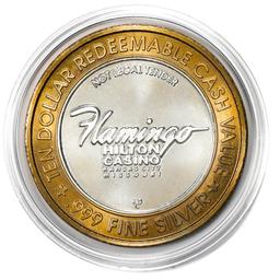 .999 Silver Flamingo Hilton Kansas City, MO $10 Casino Limited Edition Gaming Token