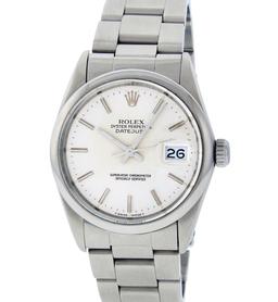 Rolex Men's Stainless Steel Silver Index Datejust Wristwatch