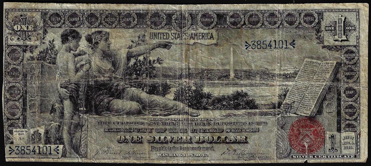 1896 $1 Educational Silver Certificate Note