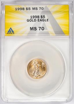 1998 $5 American Gold Eagle Coin ANACS MS70