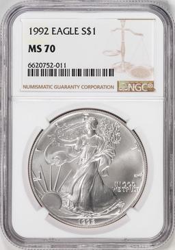 1992 $1 American Silver Eagle Coin NGC MS70