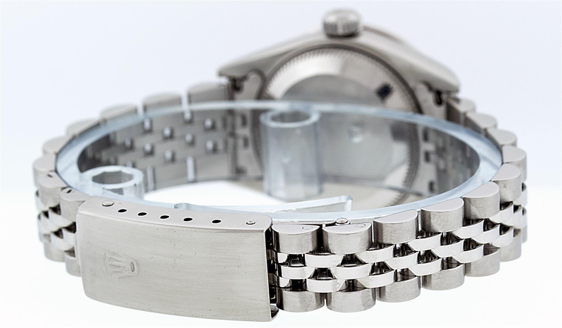 Rolex Ladies Stainless Steel Salmon Diamond Quickset Datejust Wristwatch