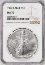 1992 $1 American Silver Eagle Coin NGC MS70