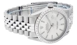 Rolex Mens Stainless Steel Silver Index Diamond Datejust Wristwatch