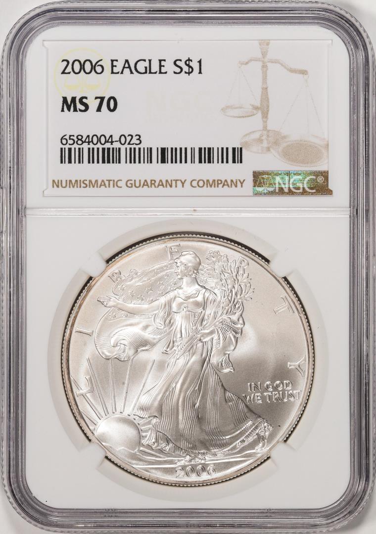 2006 $1 American Silver Eagle Coin NGC MS70