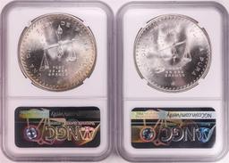 Lot of (2) 1979Mo Mexico 1 Onza Silver Coins NGC MS65