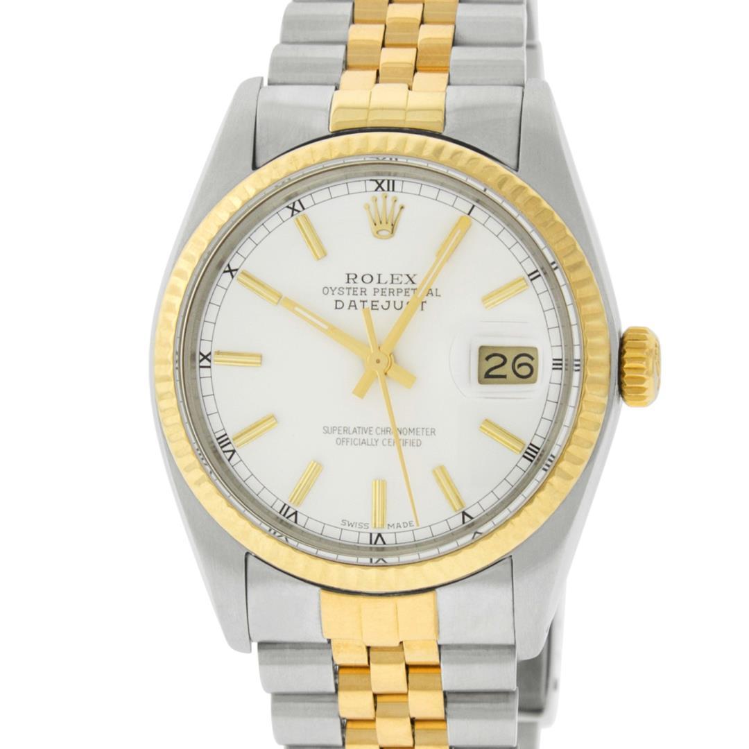 Rolex Men's Two Tone Silver Index Datejust Wristwatch