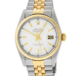 Rolex Men's Two Tone Silver Index Datejust Wristwatch