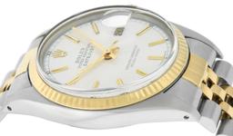 Rolex Men's Two Tone Silver Index Datejust Wristwatch