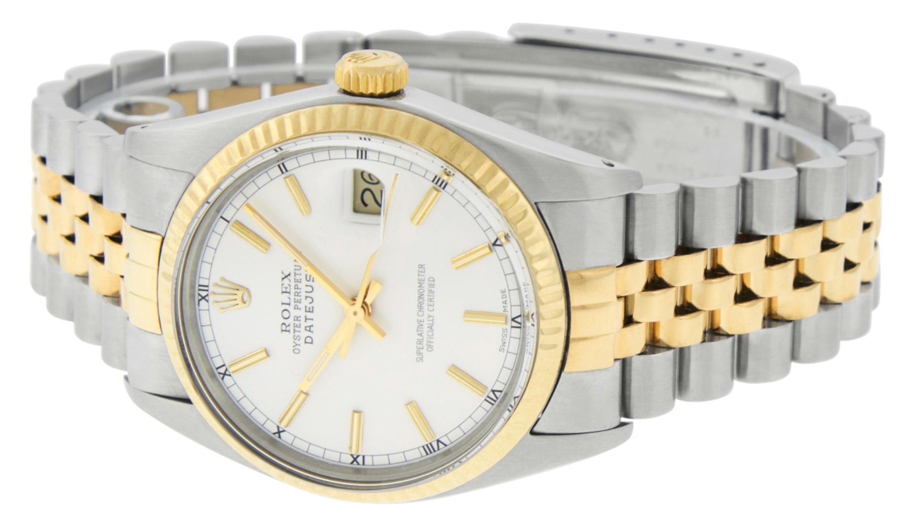 Rolex Men's Two Tone Silver Index Datejust Wristwatch