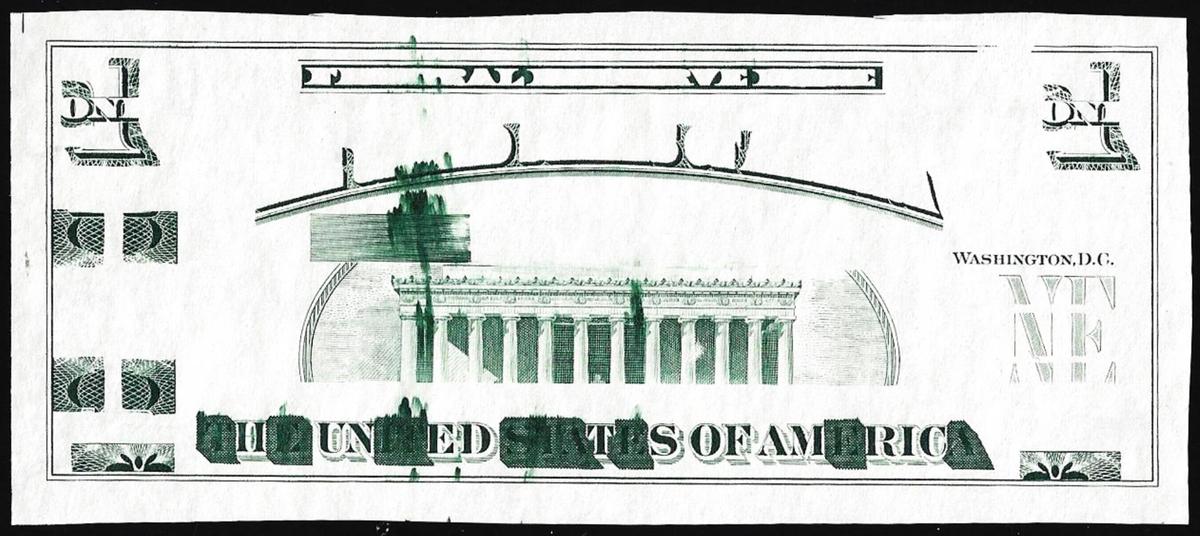 Circa 1970's Lincoln Memorial Giori Test Ink Smear Error Note