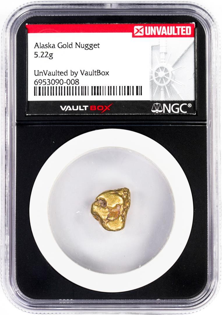 5.22 Gram Alaska Gold Nugget NGC Vaultbox Unvaulted
