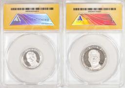 Set of 2014 Proof 1/4 oz & 1/2 oz Platinum JFK Apollo 11 Anniversary Medal ANACS MS68