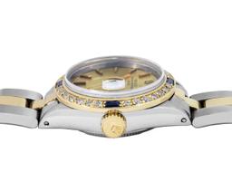 Rolex Ladies Two Tone Sapphire and Diamond Date Wristwatch With Rolex Box