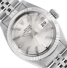 Rolex Ladies Stainless Steel Silver Index Date Wristwatch