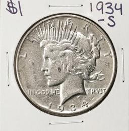 1934-S $1 Peace Silver Dollar Coin