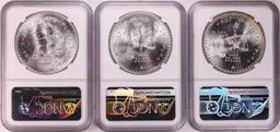 Lot of (3) 1979Mo Mexico 1 Onza Silver Coins NGC MS62