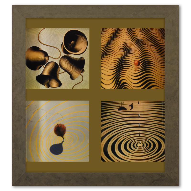 Victor Vasarely "Etude Mouvement Peche, Anneaux, Toupie Graphismes 1" Mixed Media