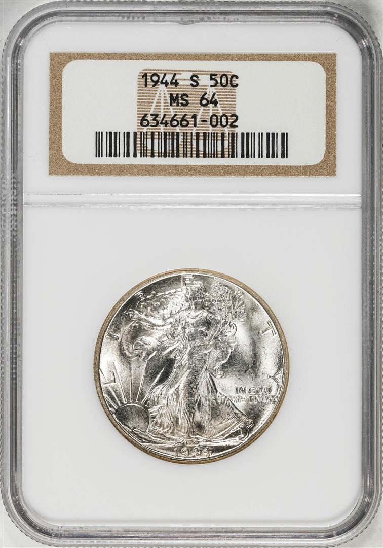 1944-S Walking Liberty Half Dollar Coin NGC MS64