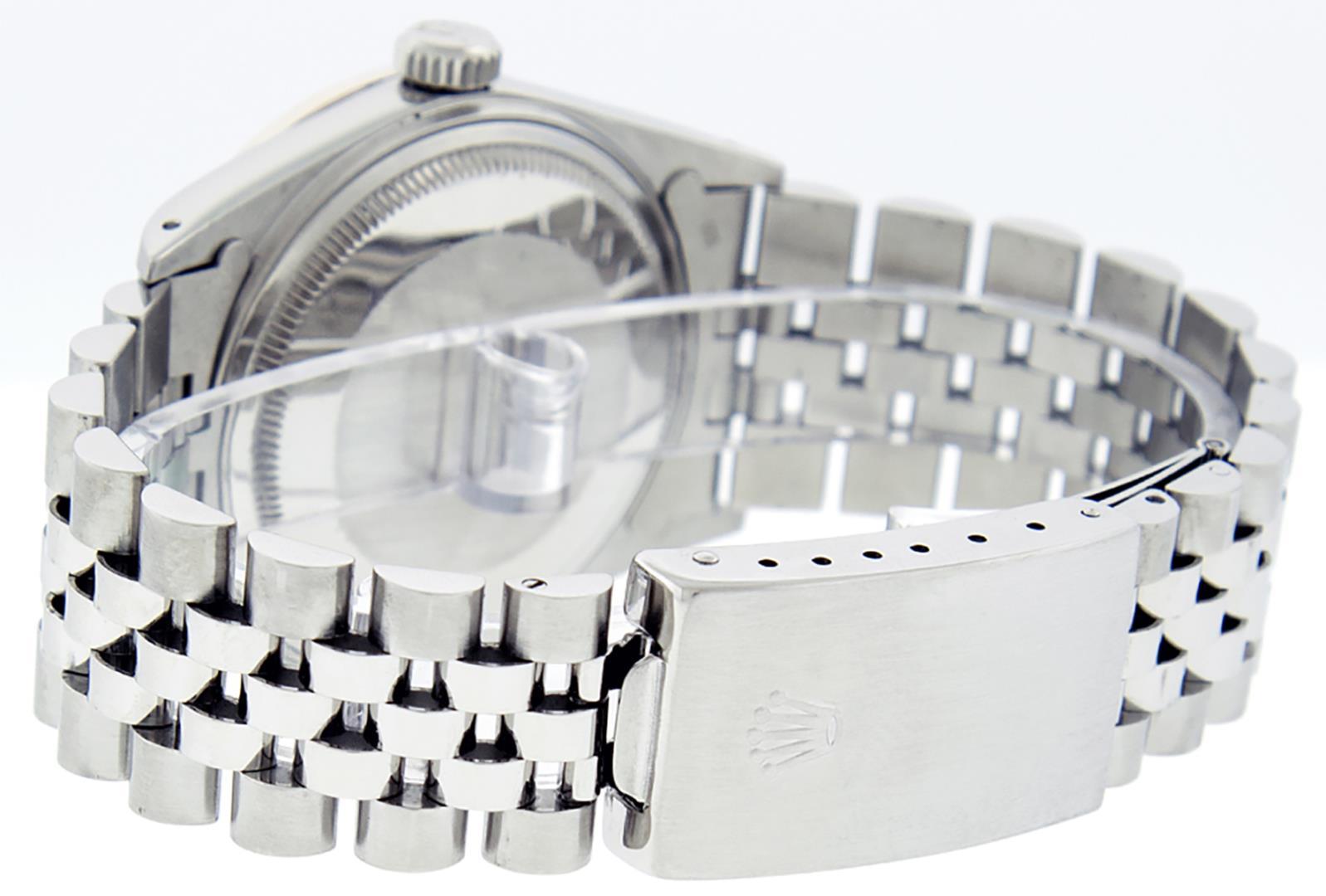 Rolex Mens Stainless Steel Slate Gray Sapphire and Diamond Datejust Wristwatch