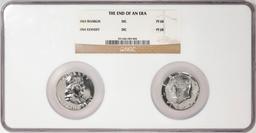 End of an Era Set of 1963 Franklin & 1964 Kennedy Proof Half Dollar Coins NGC PF68