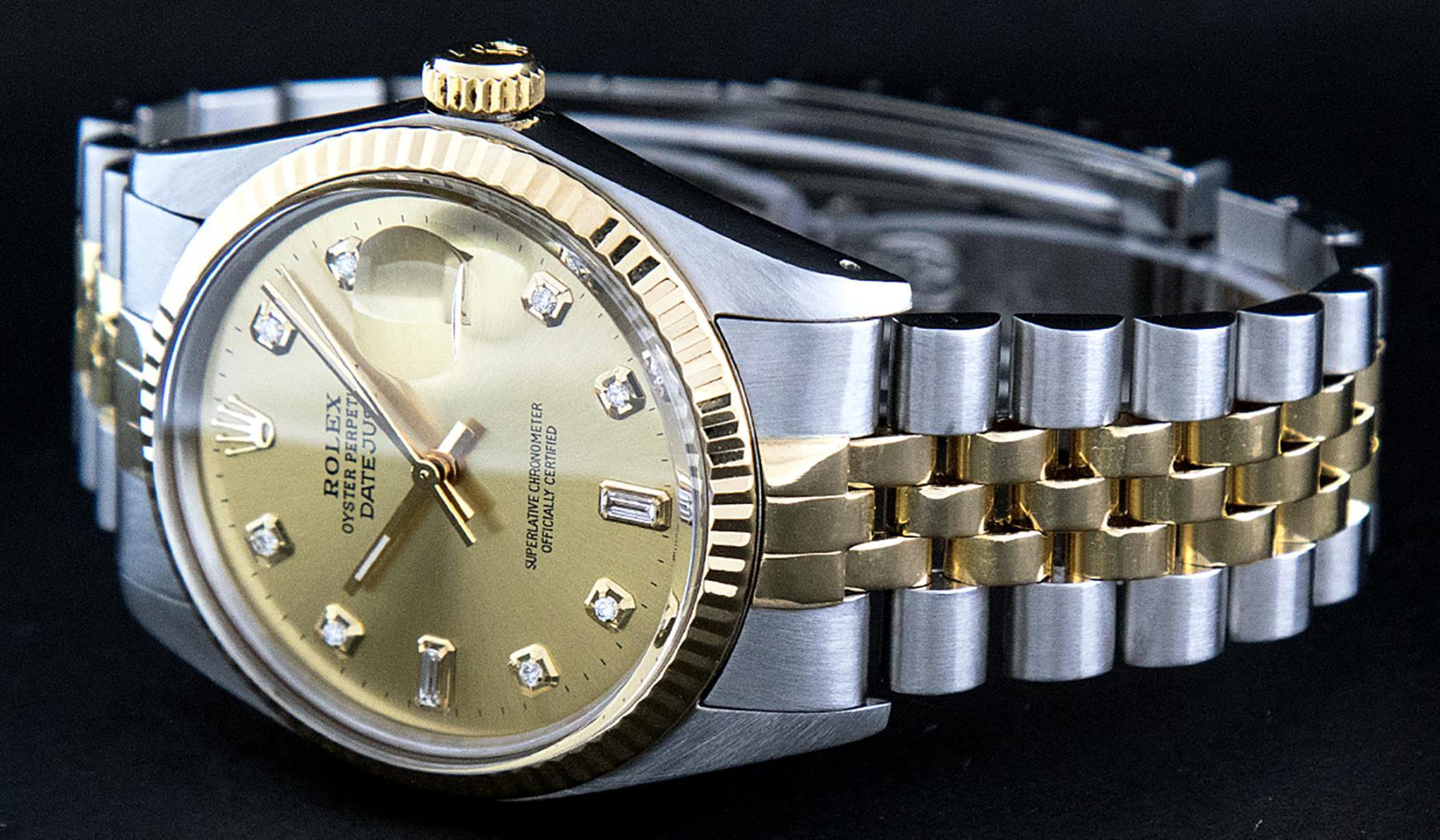 Rolex Mens Two Tone Champagne Diamond Datejust Wristwatch
