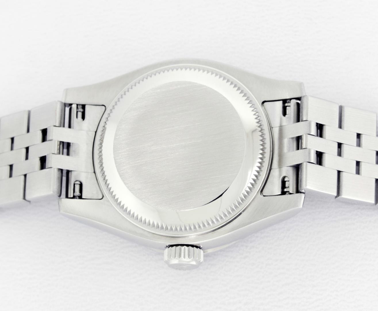 Rolex Ladies Stainless Steel White Index Sapphire and Diamond Datejust Wristwatch