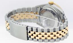 Rolex Men's Two Tone White Roman Diamond Datejust Wristwatch