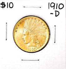 1910-D $10 Indian Head Eagle Gold Coin