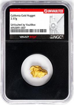 2.57 Gram California Gold Nugget NGC Vaultbox Unvaulted
