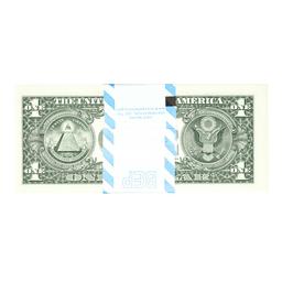 Pack of (100) Consecutive 2017A $1 Federal Reserve STAR Notes New York