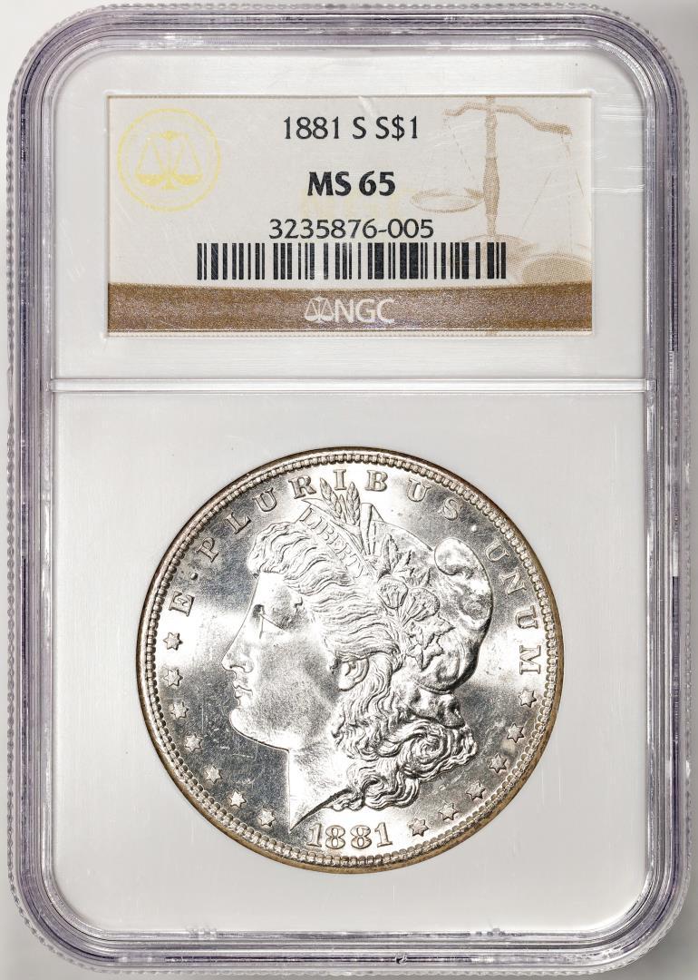 1881-S $1 Morgan Silver Dollar Coin NGC MS65