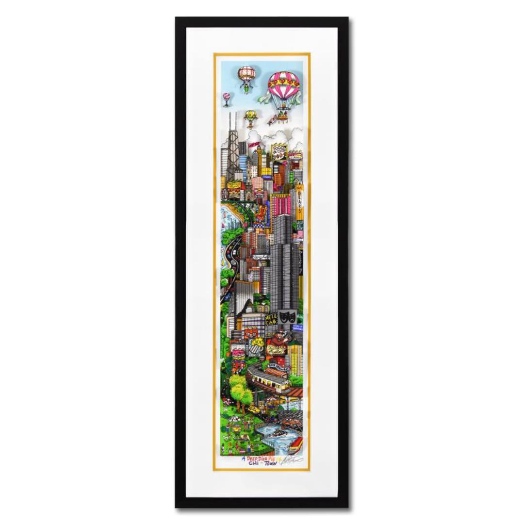 Charles Fazzino "A Deep Dish Pie in Chi Town (Yellow)" Serigraph on Paper