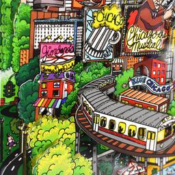 Charles Fazzino "A Deep Dish Pie in Chi Town (Yellow)" Serigraph on Paper