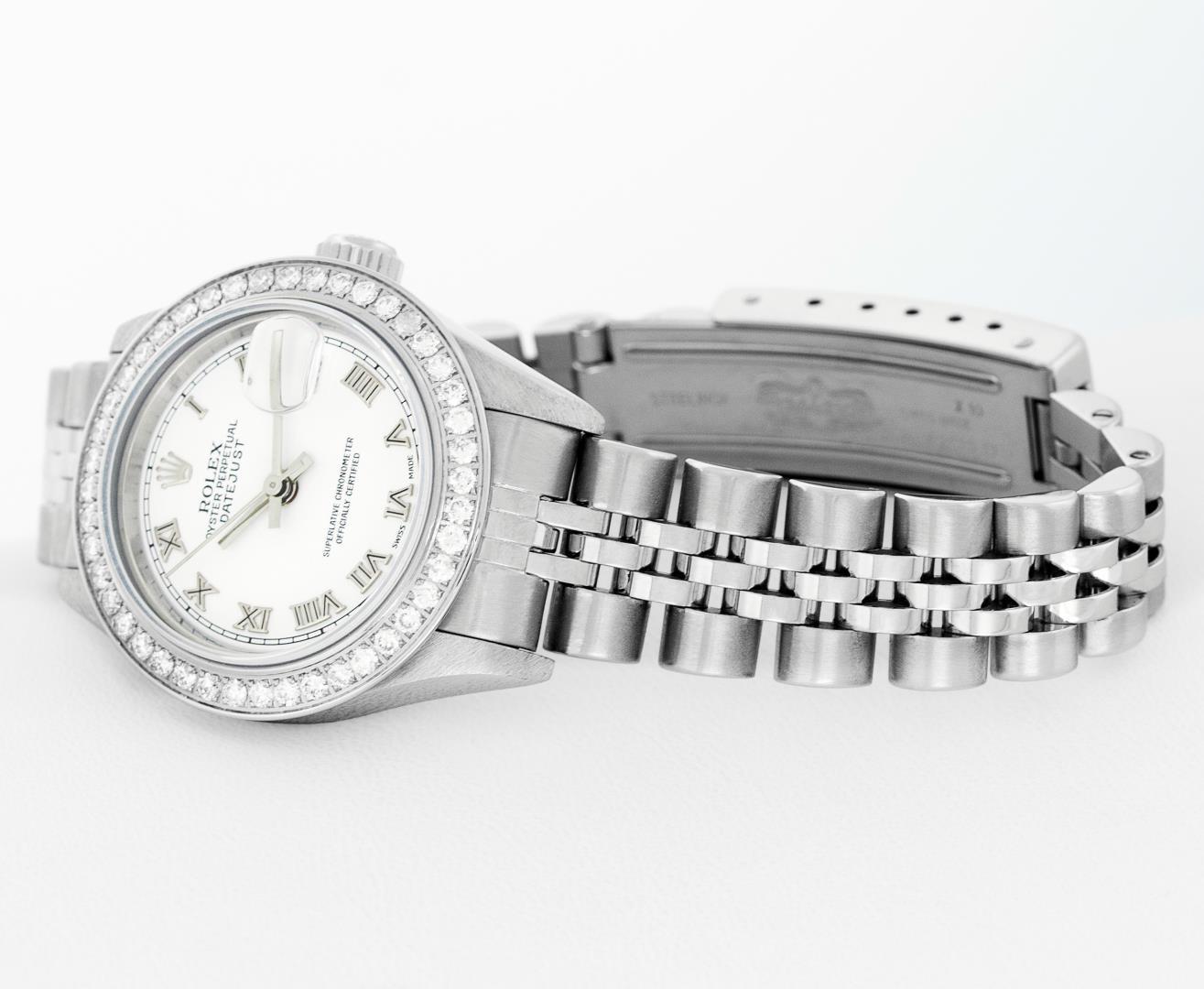 Rolex Ladies Stainless Steel Diamond Datejust Wristwatch