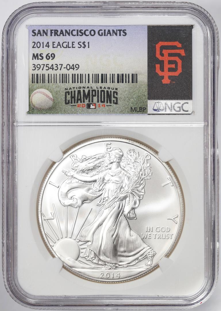 2014 $1 American Silver Eagle Coin NGC MS69 San Francisco Giants