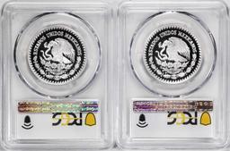 Lot of (2) 2018-Mo Mexico Proof 1/2 oz Silver Libertad Coins PCGS PR70DCAM